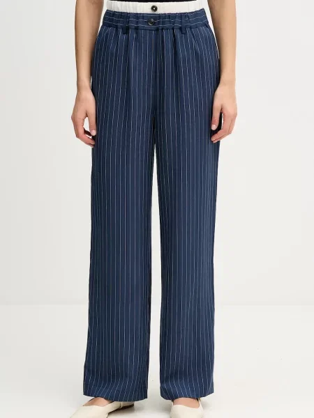 Sisley pantaloni bleumarin drept high waist