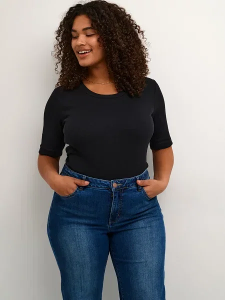 KAFFE CURVE Tricou carina' negru