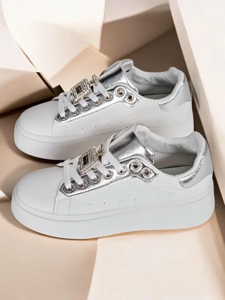 Sneakerși Resti cu platformă alb