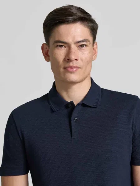 Koszulka polo o kroju regular fit z mieszanki bawełny Boss granatowa