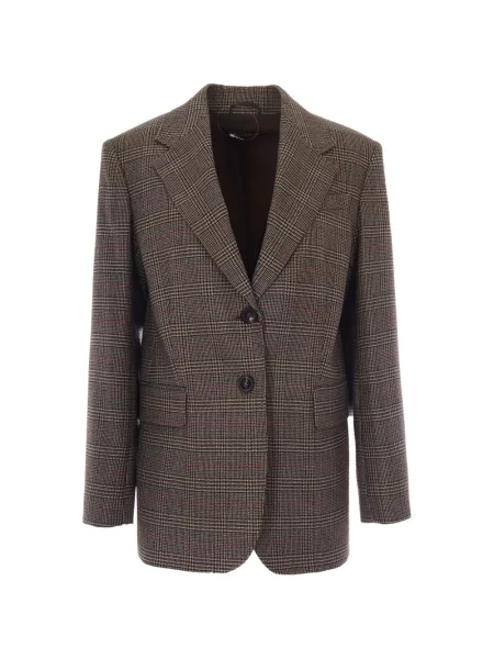 Sacou Max Mara de lână în carouri maro