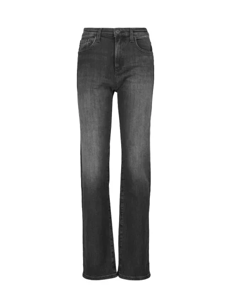 Blugi drepți Ag Jeans cu talie înaltă negru