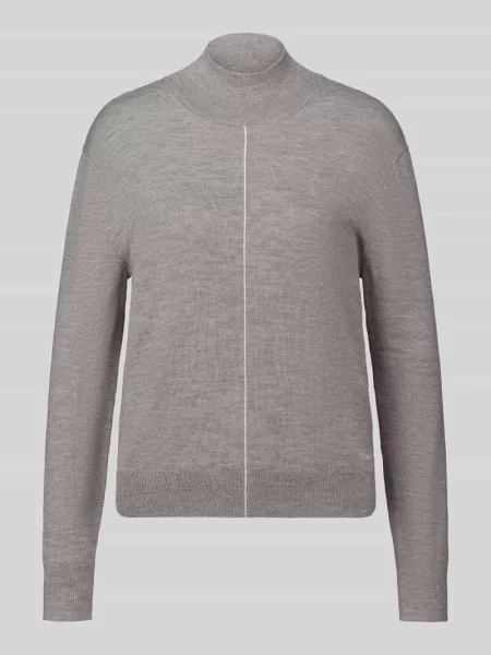Sweter z wełny z szwem w kontrastowym kolorze Calvin Klein Womenswear beżowy