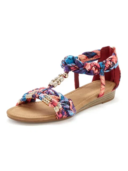 LASCANA Sandale azur / auriu / roz roșu