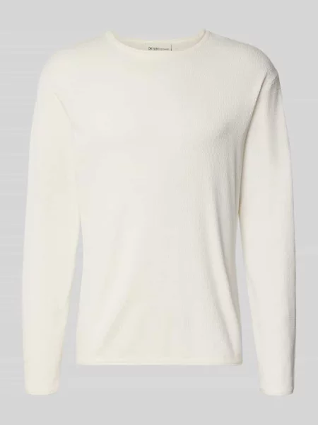 Sweter z dzianiny o kroju regular fit z czystej bawełny Tom Tailor Denim biały