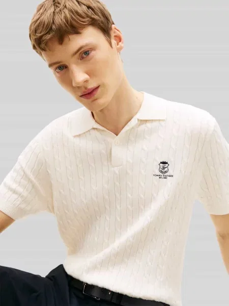 Koszulka polo z detal z logo Tommy Hilfiger białe