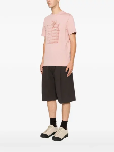 Tricou Moncler cu broderie roz