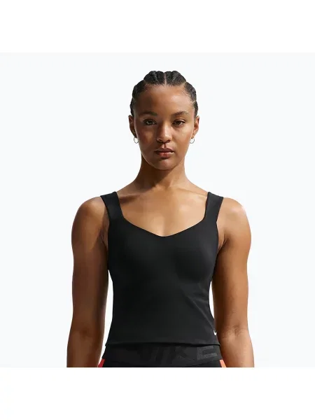 Tricou de antrenament pentru femei Nike Pro Sculpt Medium Support Padded Tank black/white alb