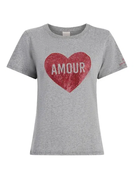 Tricou Cinq A Sept cu motiv cu inimi gri