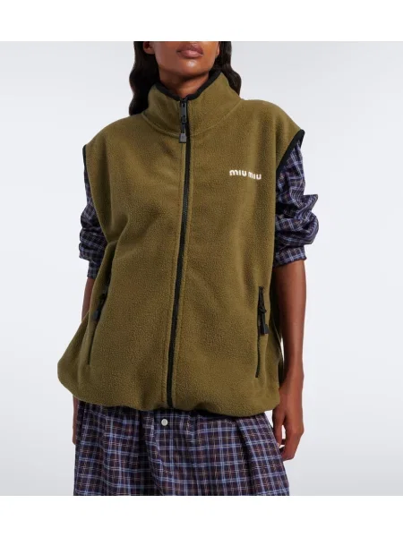 Vestă Miu Miu din fleece verde