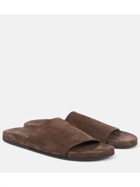 Sandale The Row din piele de căprioară maro