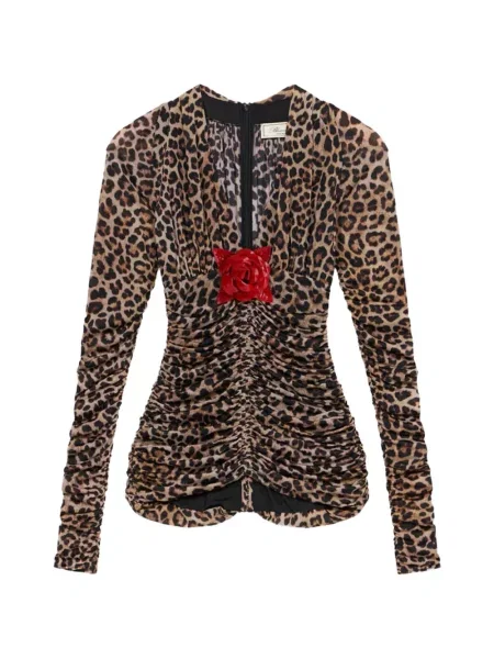 Bluză Blumarine cu imagine cu model leopard maro