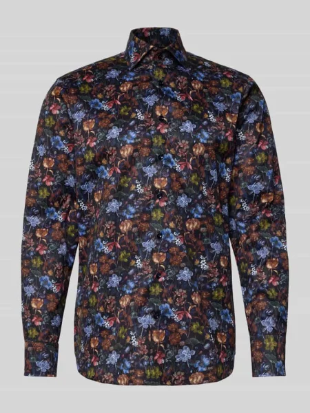 Koszula biznesowa o kroju slim fit z kołnierzykiem typu kent model ‘Savio’ Olymp Signature granatowa