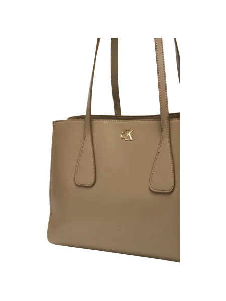 Geantă Calvin Klein Ck Medium Work Tote Bej kaki