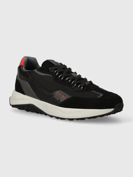 HUGO Sneakers Kane cu adaos de piele negru