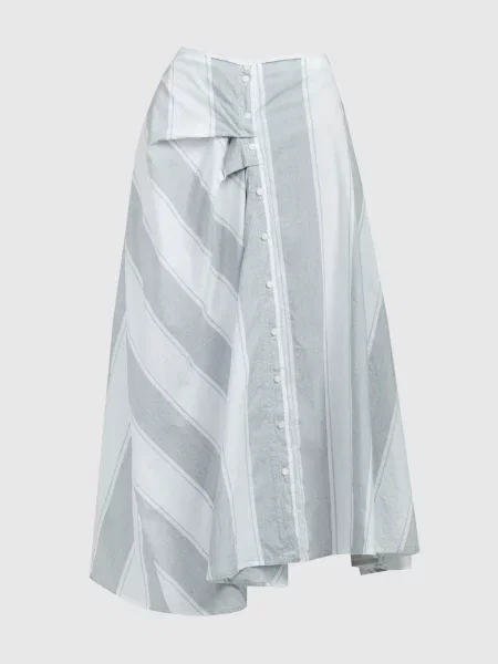 Асиметрична спідниця в смужку з ефектом жатки Marc Le Bihan біла