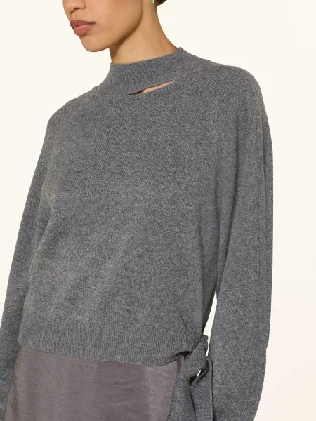 Boss Zestaw Flalina: Sweter Z Wycięciem I Sukienka Satynowa grau szara