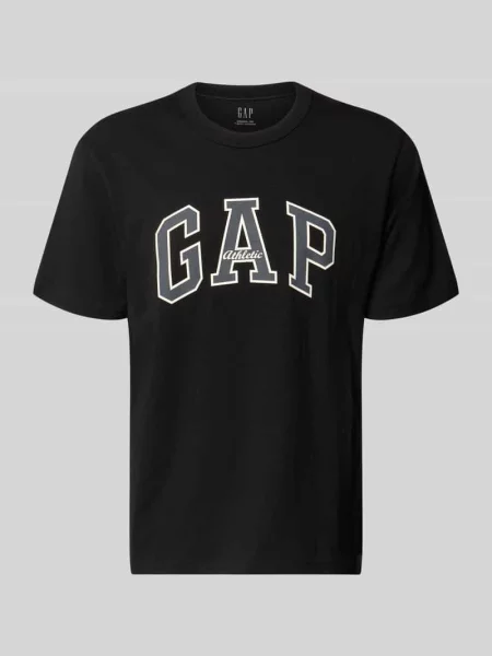 T-shirt z logo i okrągłym dekoltem Gap czarna
