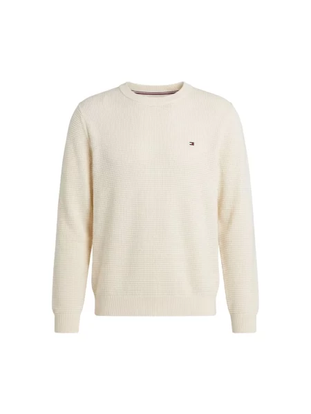 Sweter Tommy Hilfiger z okrągłym dekoltem beżowy
