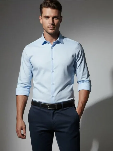 Sinsay Gładka koszula basic błękitny