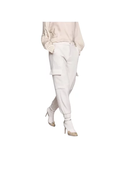 Dzianinowe spodnie cargo Mason's białe