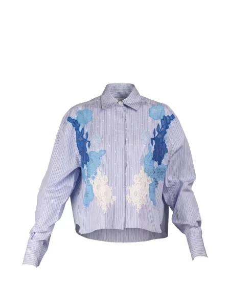 Cămașă Valentino Garavani cu model floral cu aplicații albastru
