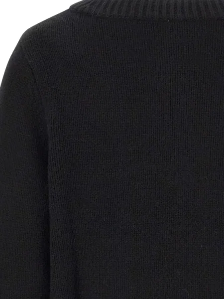 Pulover Soft Goat cu decolteu în V chunky negru