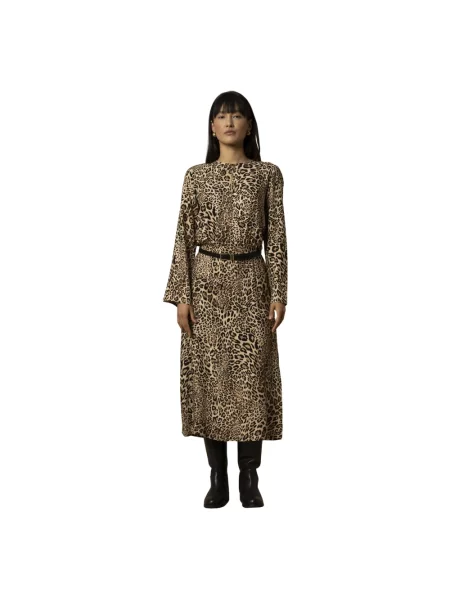 Długa sukienka maxi Kocca elegancka brązowa