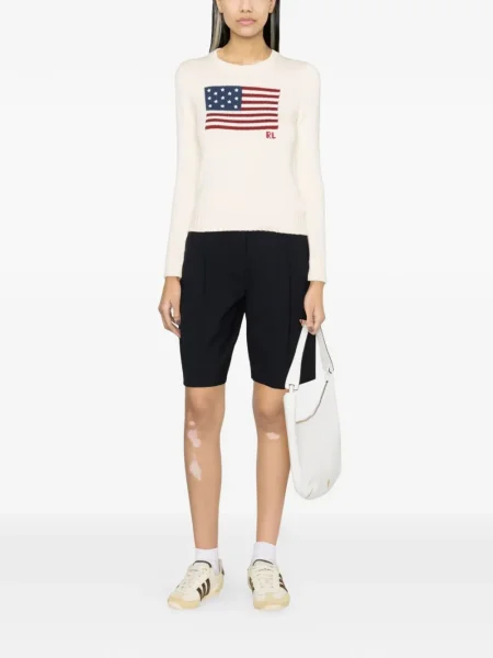 Lniana czapka z daszkiem Polo Ralph Lauren z okrągłym dekoltem niebieska