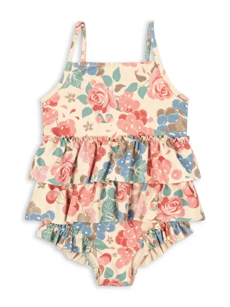 Konges Sløjd Jednodílné dětské plavky MANUCA FRILL SWIMSUIT GRS