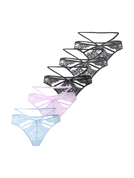Hunkemöller Tanga Wera albastru deschis / mov prună negru