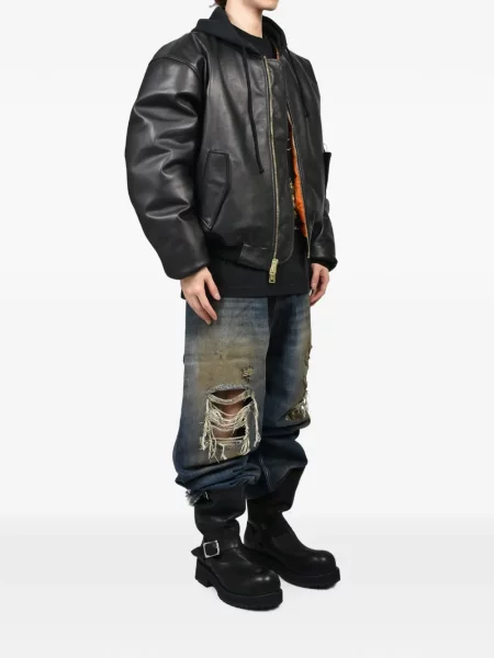 Geanta de piele Vetements cu glugă negru