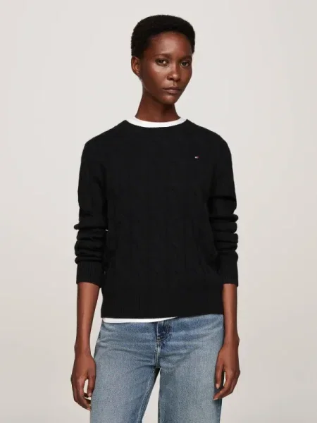Pulover Tommy Hilfiger de lână negru