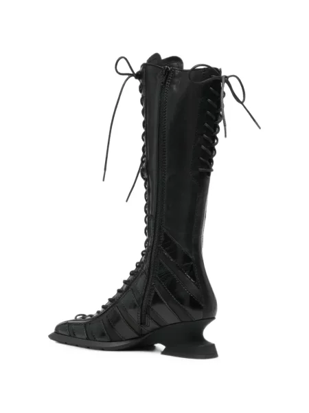 Botine Miista cu șireturi din piele negru