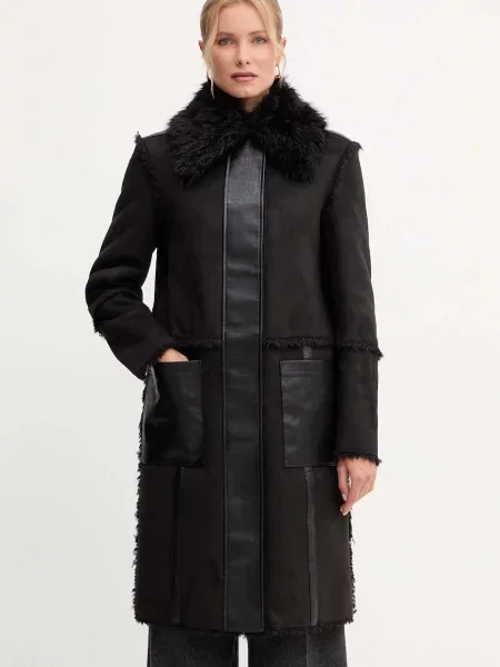 Patrizia Pepe palton cu două fețe negru
