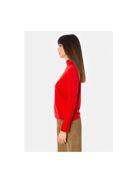 Lniany sweter z golfem Weekend Max Mara czerwony