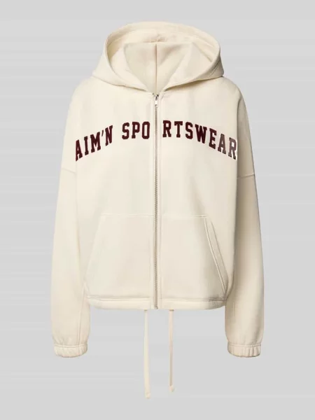 Bluza rozpinana z napisem z logo Aim'n biała