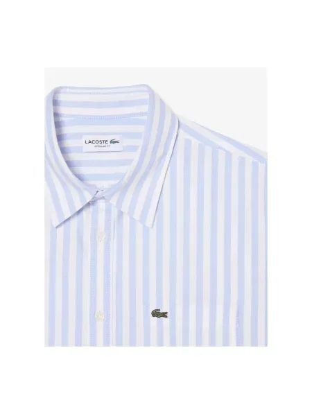 Koszula Lacoste z kołnierzem w paski casual niebieska