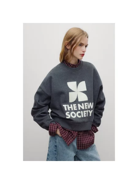 Bluza The New Society z logo szara