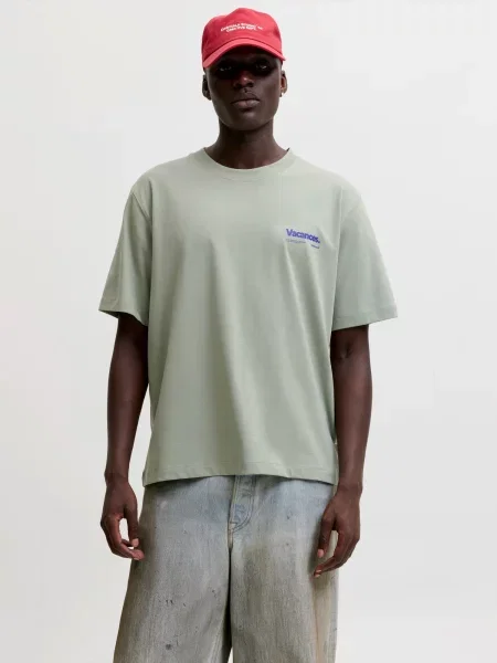 JACK & JONES Tričko enciánová pastelovo / šedobiela zelená