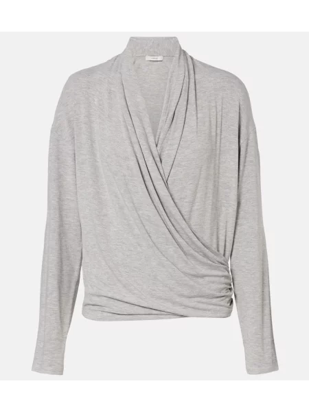 Top Vince din jerseu drapat gri