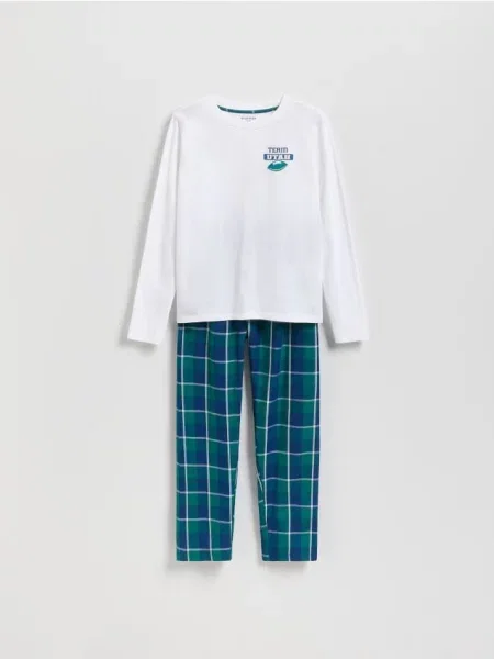 Reserved Dwuczęściowa piżama biały