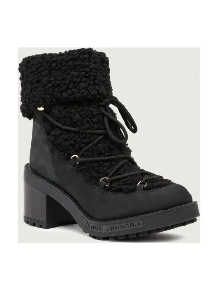 Love Moschino Vastag bokacsizmák shearling bőr hozzáadásával fekete