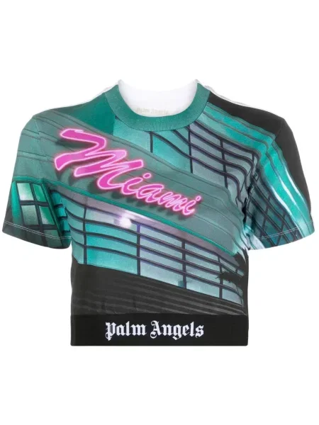Tricou Palm Angels cu imagine verde