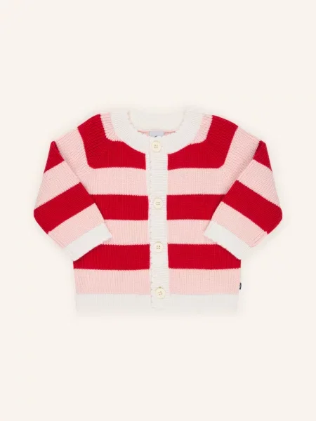 Petit Bateau Pletený Svetr tmavě / růžová / krémová červená
