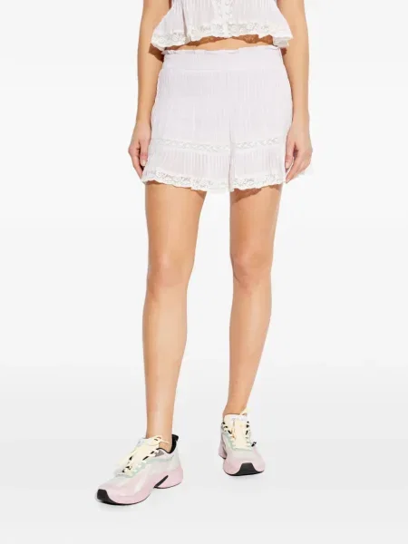 Fusta plisata Loveshackfancy plisată din dantelă roz