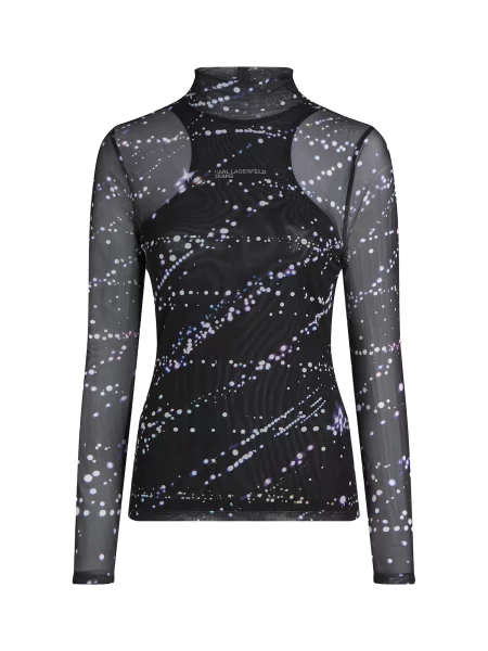 KARL LAGERFELD JEANS Tricou lila / roz pitaya / negru / murdar alb