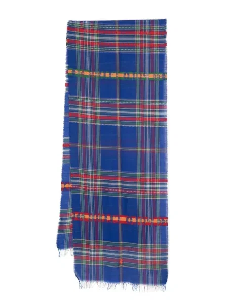 Svilena šilterica Polo Ralph Lauren s vezom karirana plava