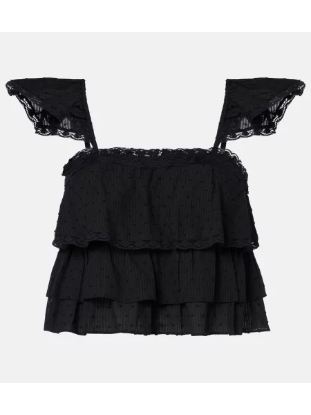 Top Poupette St Barth cu volane negru