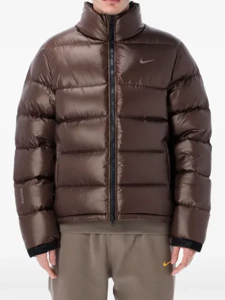 Iš natūralios odos retro stiliaus kelnės Nike apvaliu kaklu ruda